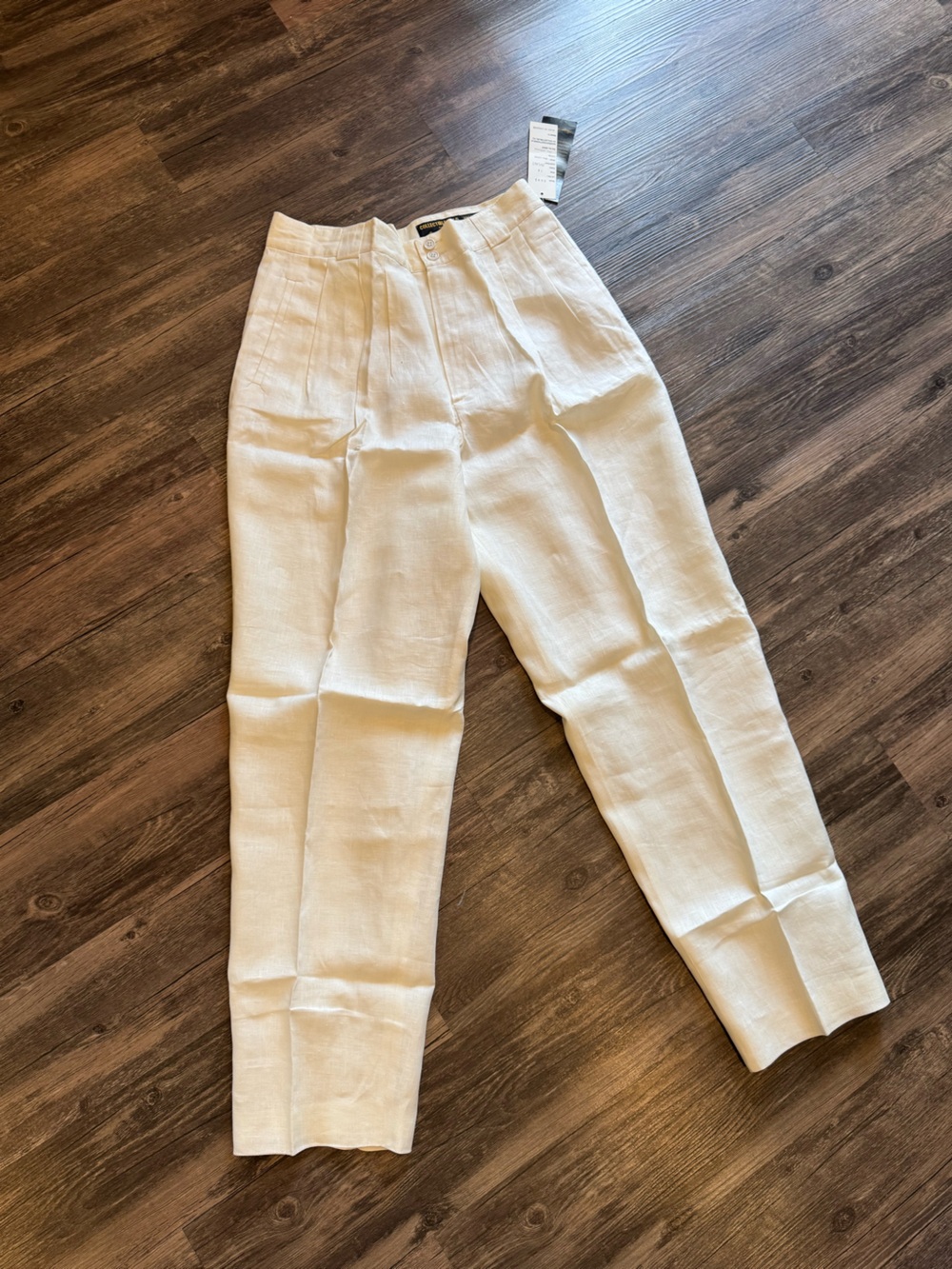 White Linen Pants Collectible Gold by Giorgio Sant'Angelo Size 14